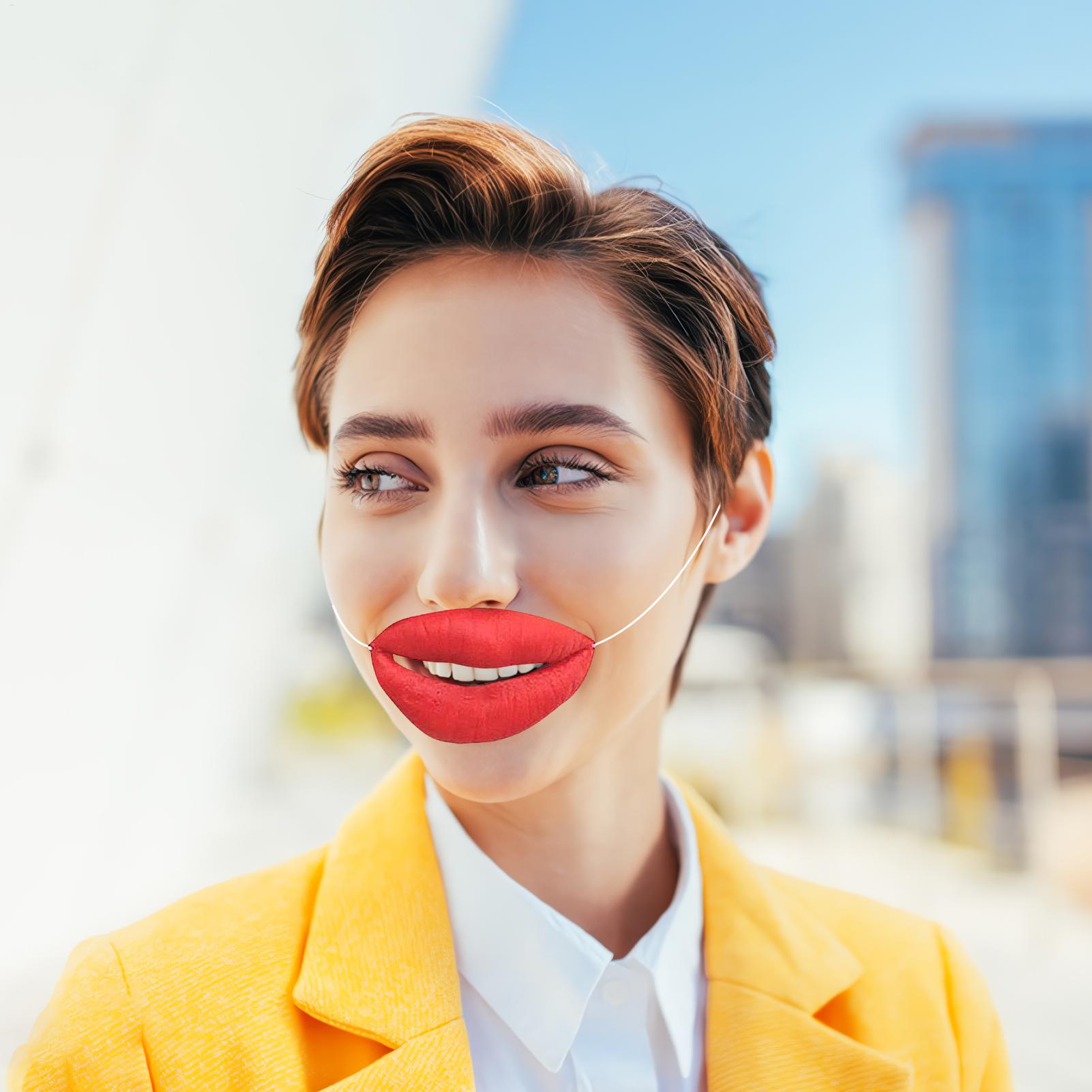 Red Lips Face Masks Funny Big  - Kids Face Mask 评论和价格
